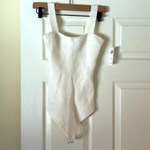 White sweater ribbed bodysuit